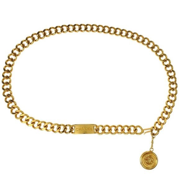 Chanel Gold Medallion Chain Belt Small Good 195164 - Picture 1 of 4